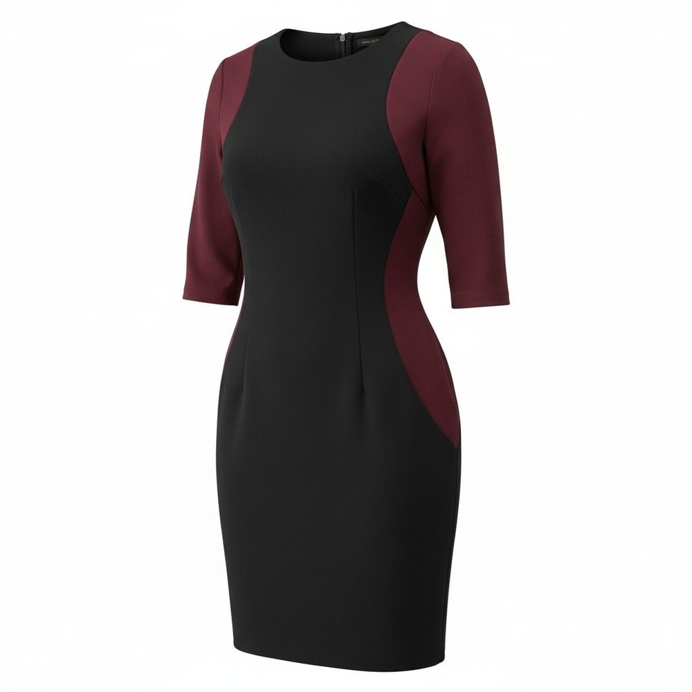 Lane Bryant Colorblock Sheath Dress Women 26 Black Burgundy Professional Career